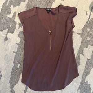 Express Women's Dusty Rose Blouse with Gold Zipper